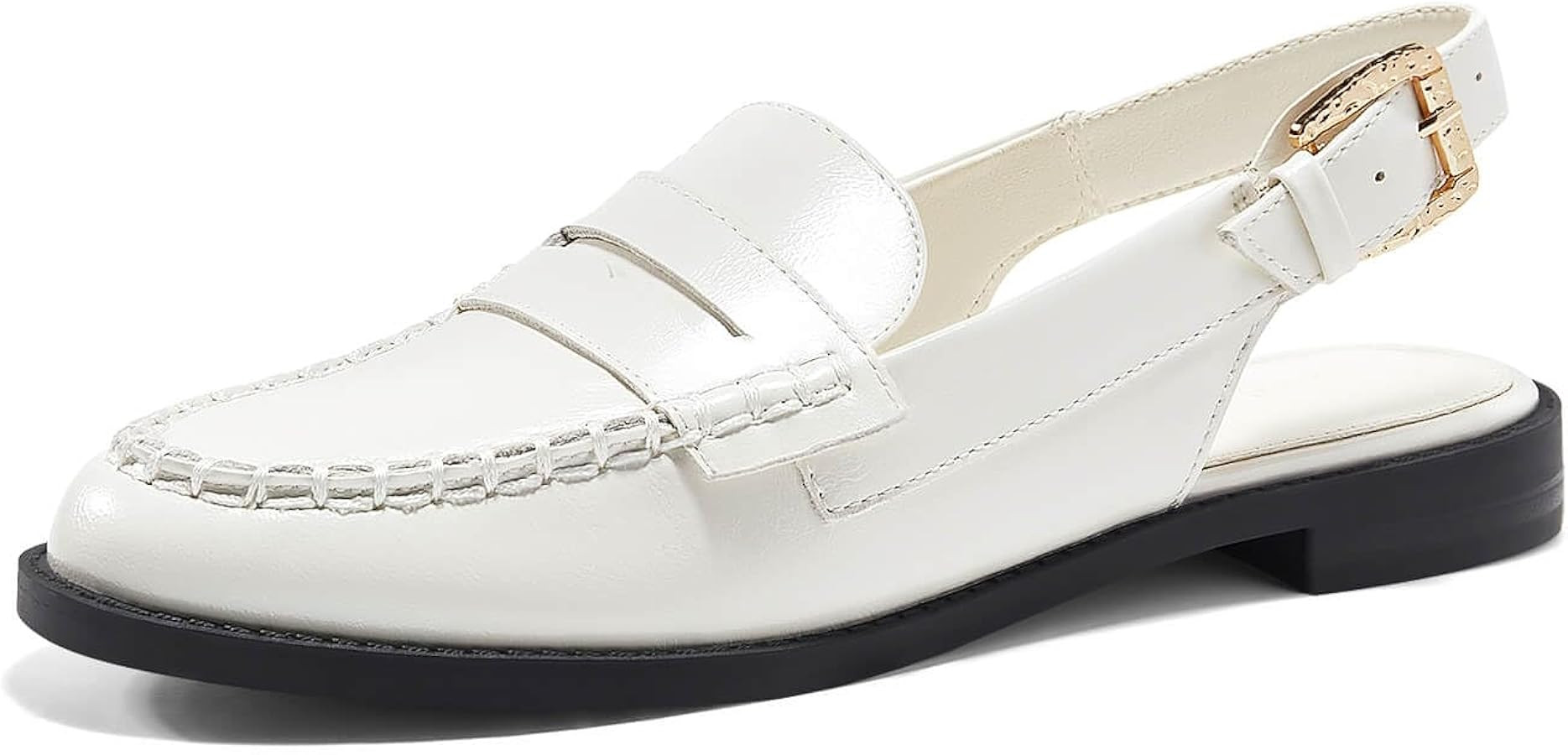 Coutgo Women's Slingback Loafers Comfortable Pointed Toe Chunky Low Heel Adjustable Buckle Strap ... | Amazon (US)