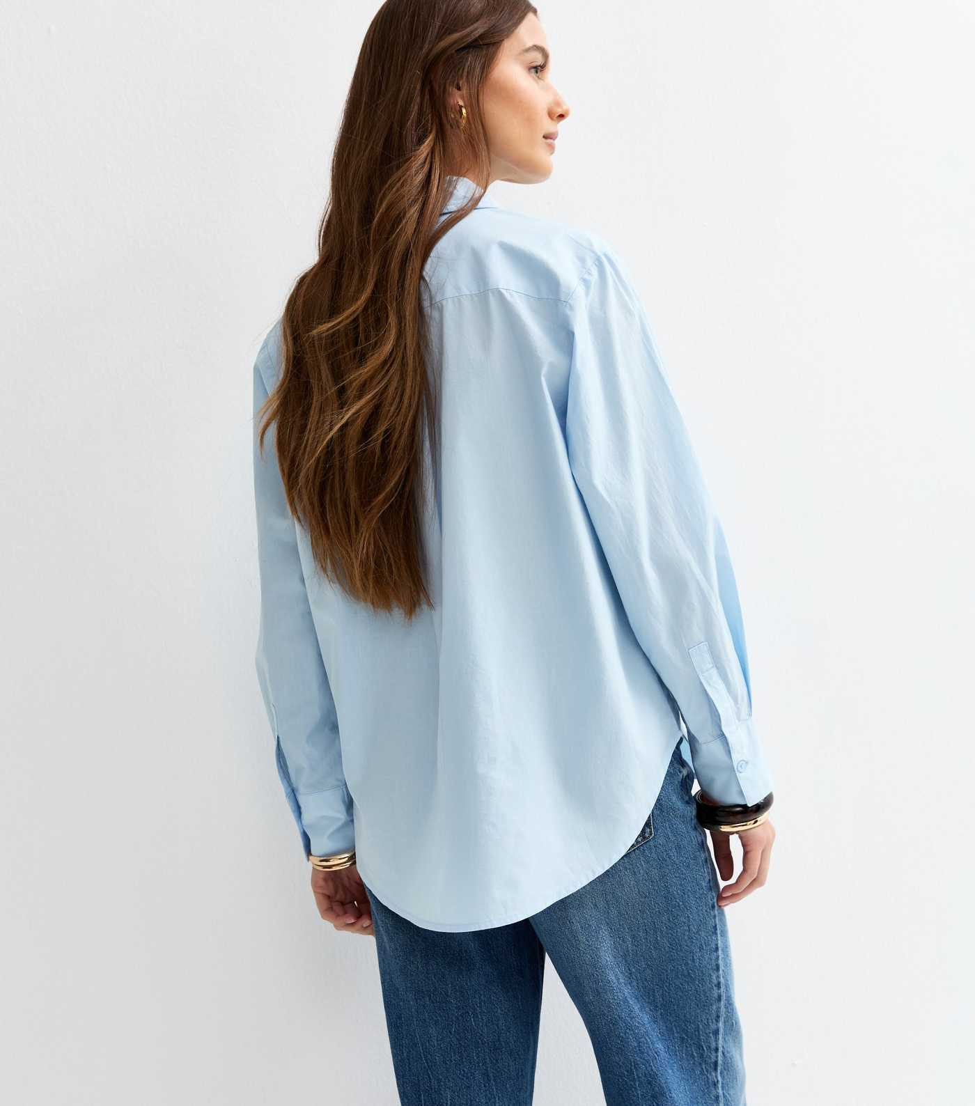 Light Blue Poplin Curved Hem Shirt | New Look | New Look (UK)