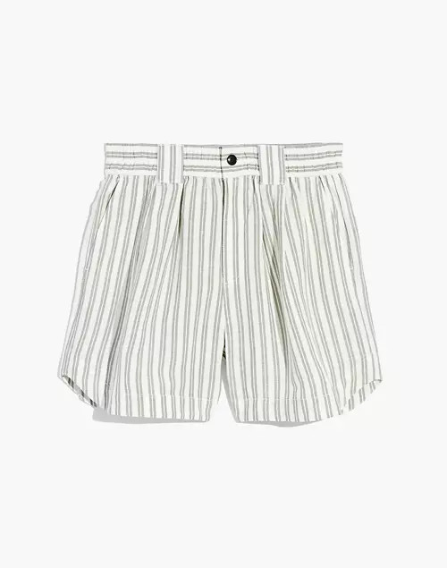 Plus Linen-Blend Curved-Hem Shorts in Stripe | Madewell