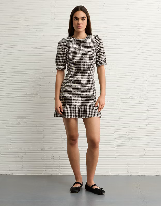 AE Puff Sleeve Smocked Mini Dress | American Eagle Outfitters (US & CA)