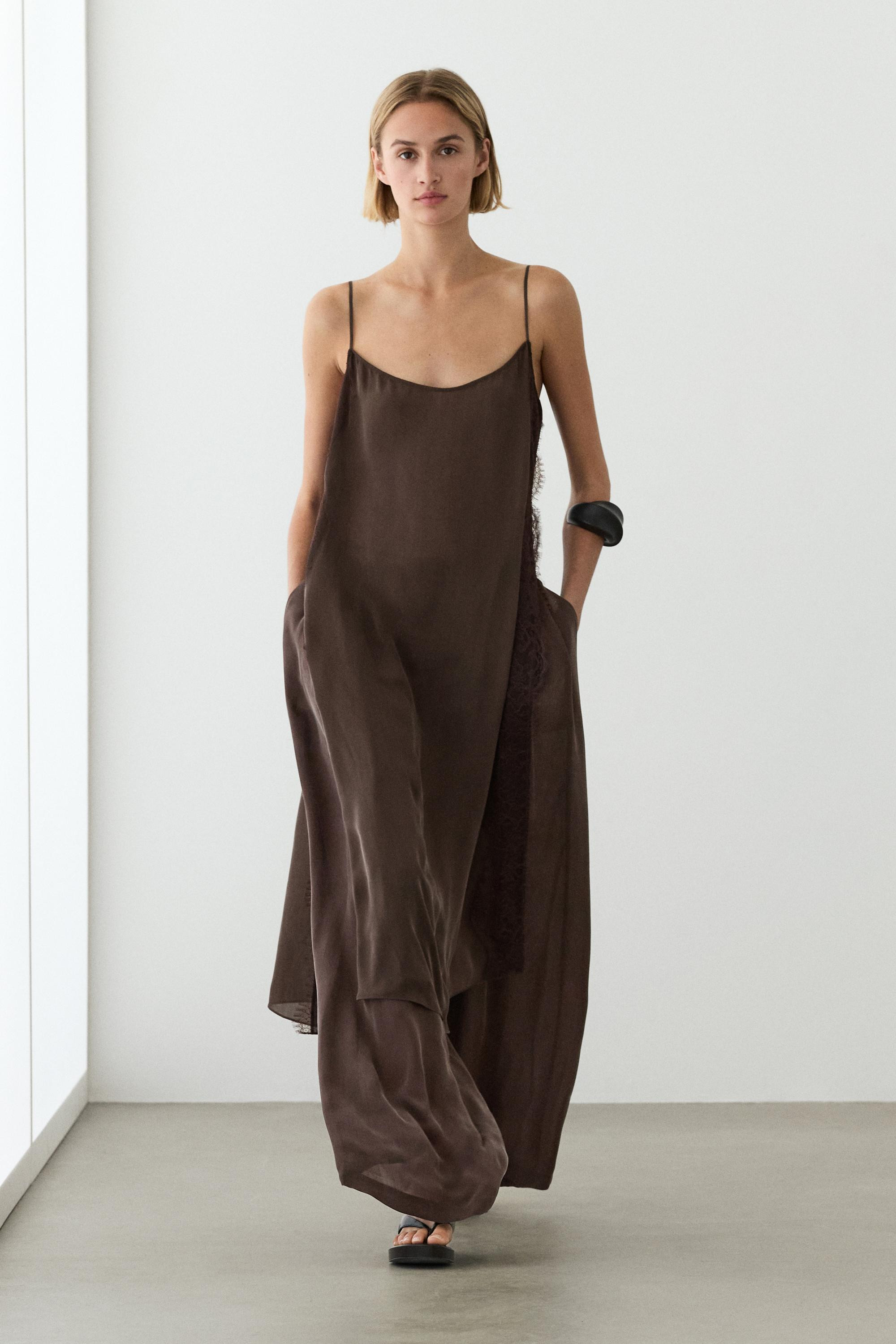 Total look camisole dress with lace detail | Massimo Dutti US