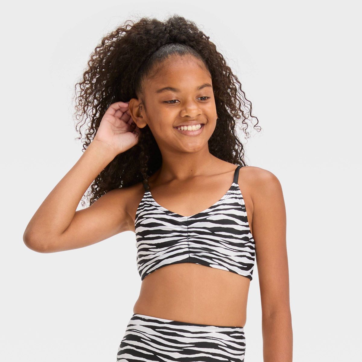 Girls' 'Sun Seeker' Zebra Striped Bikini Swim Top - art class™ Black | Target