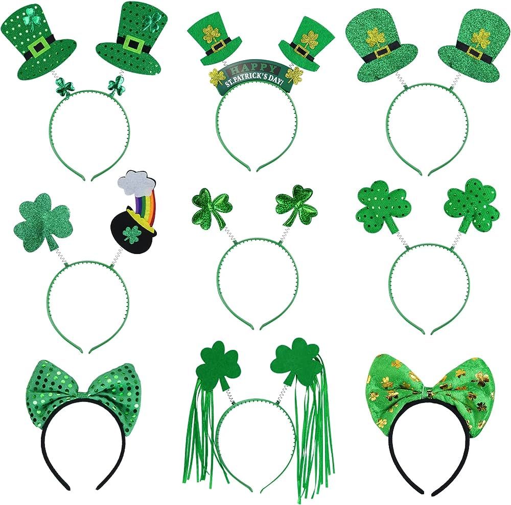 Fudragtn 9PCS St Patricks Day Headband,St.Patrick'S Day Green Shamrock Clover Headband for Women ... | Amazon (US)