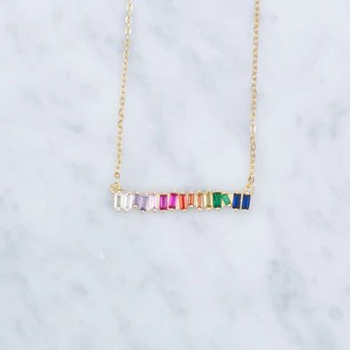 Rainbow Baguette Necklace | Golden Thread