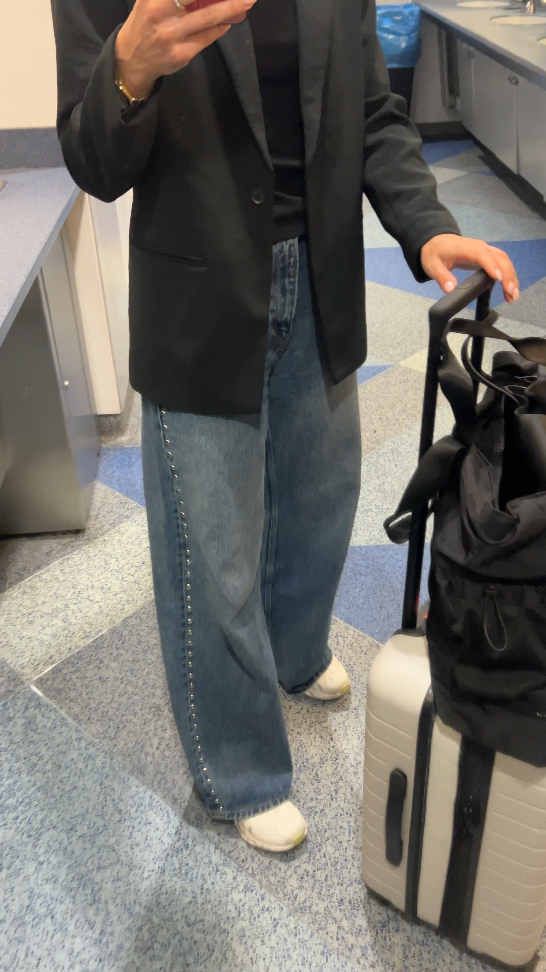 Reformation stud jeans 

#LTKTravel #LTKWorkwear #LTKStyleTip