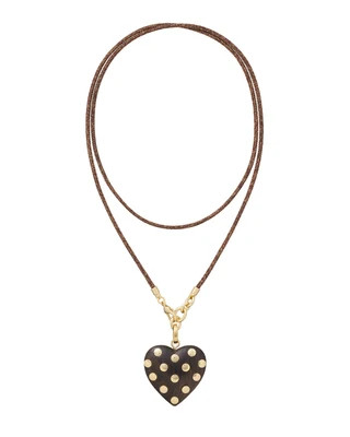 The Big Studded Wood Heart Cord Pendant | Roxanne Assoulin
