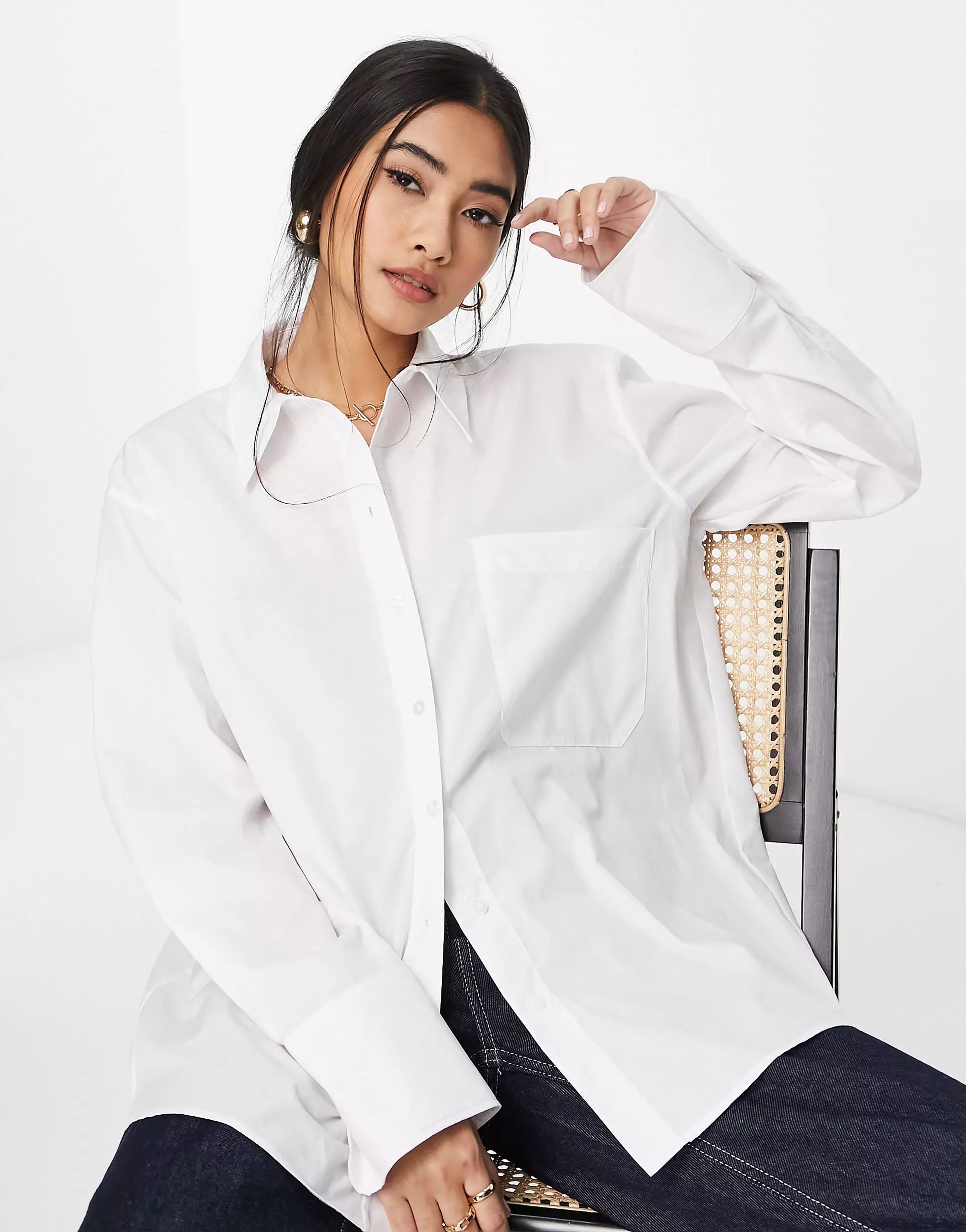 River Island boyfriend poplin shirt in white | ASOS | ASOS (Global)