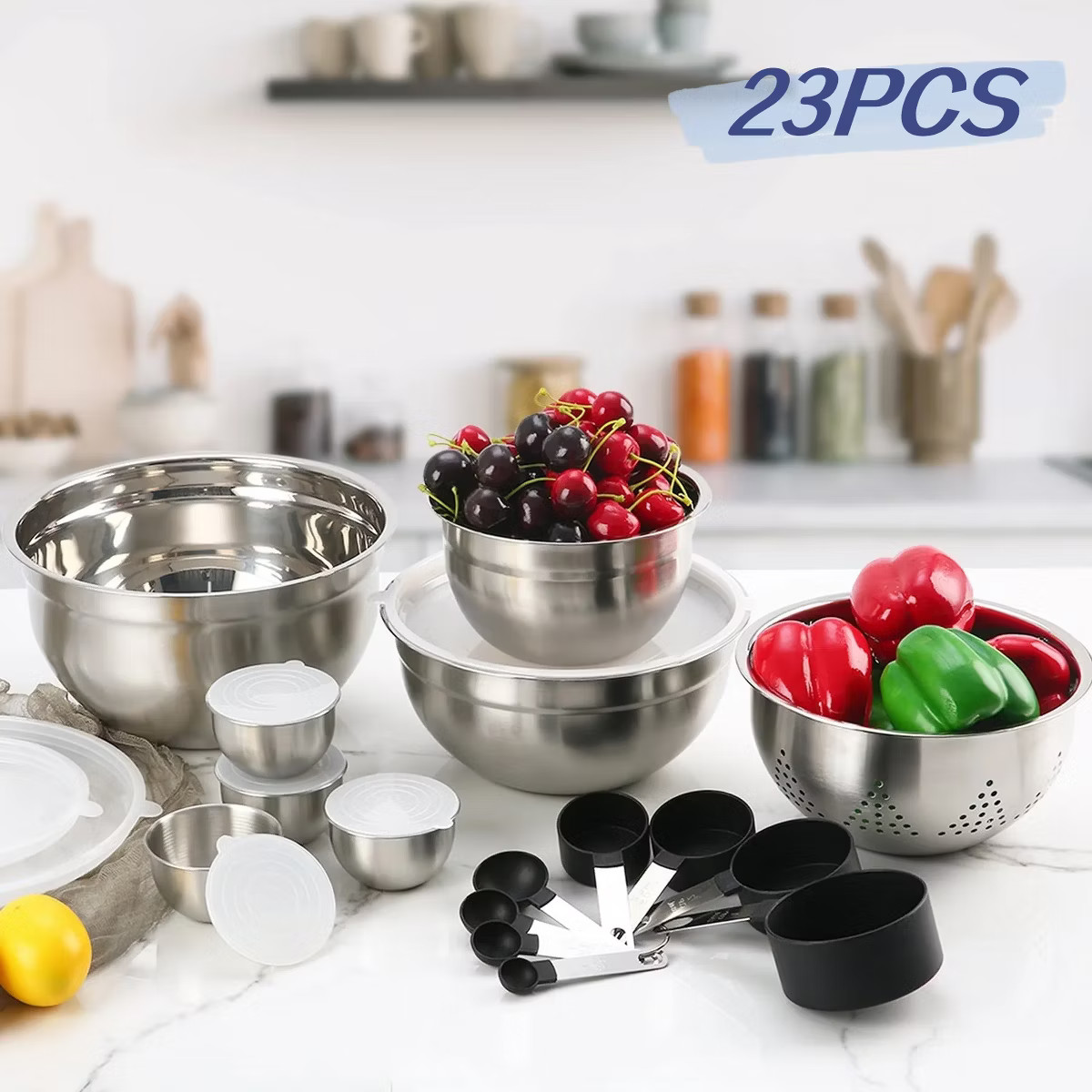 DOMETOUR 23Pcs Stainless Steel Mixing Bowls with Lids Set, Measuring Cups and Spoons, Home Refrig... | Target