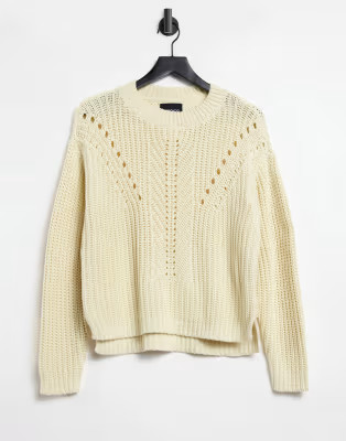 Pieces jumper with textured knit in cream | ASOS (Global)