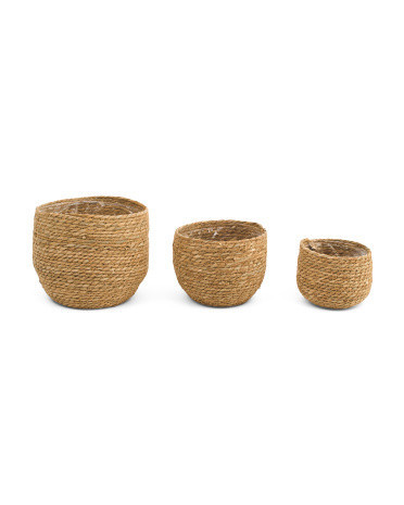 Set Of 3 Natural Woven Round Baskets | Marshalls
