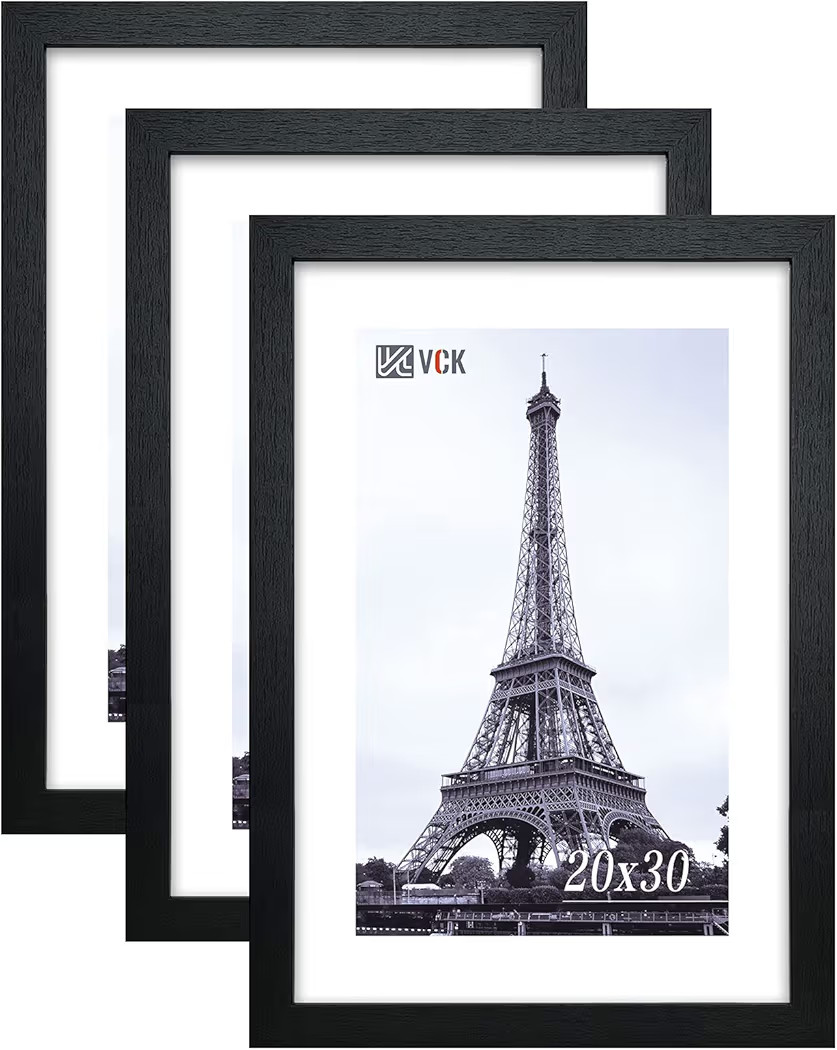 VCK Poster Frames 20x30 Black 3-Pack, Solid Wood Picture Frames for Wall Mounting Hanging Art and... | Amazon (US)