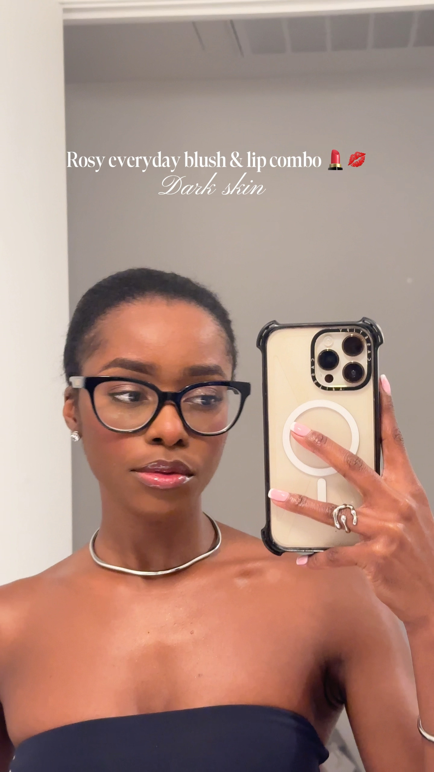 Perfect rosy blush & lip balm for my melanated girls! 💄♥️💋 #makeup #lipcombo #blackgirlmakeup #darkskin