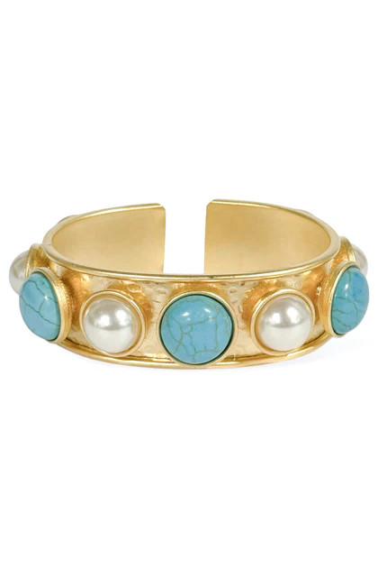 Virtue Hope Pearl and Turquoise Mix Cuff Bracelet | The Willow Tree