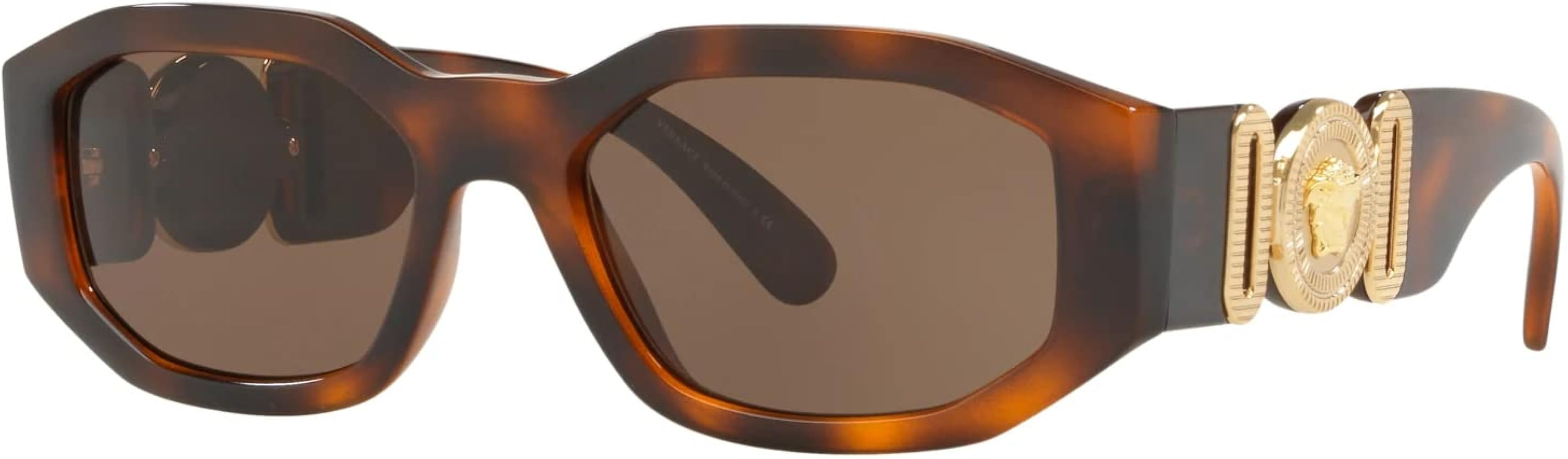 Versace VE 4361 521773 Havana Plastic Geometric Sunglasses Brown Lens | Amazon (US)