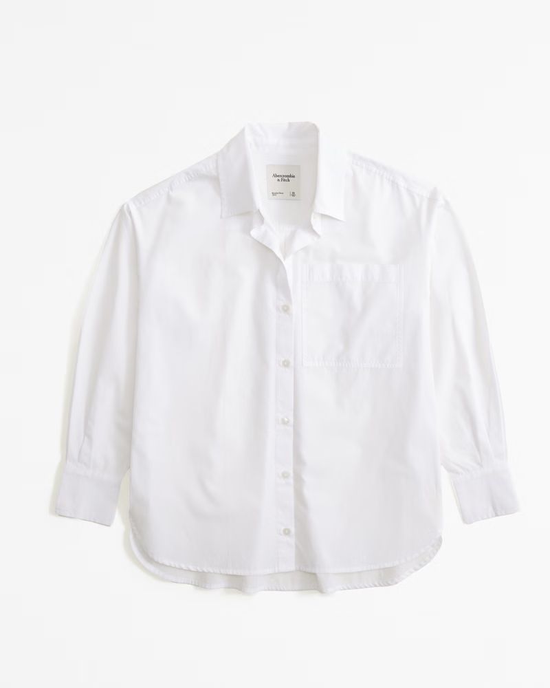 Oversized Side Button Poplin Shirt | Abercrombie & Fitch (US)