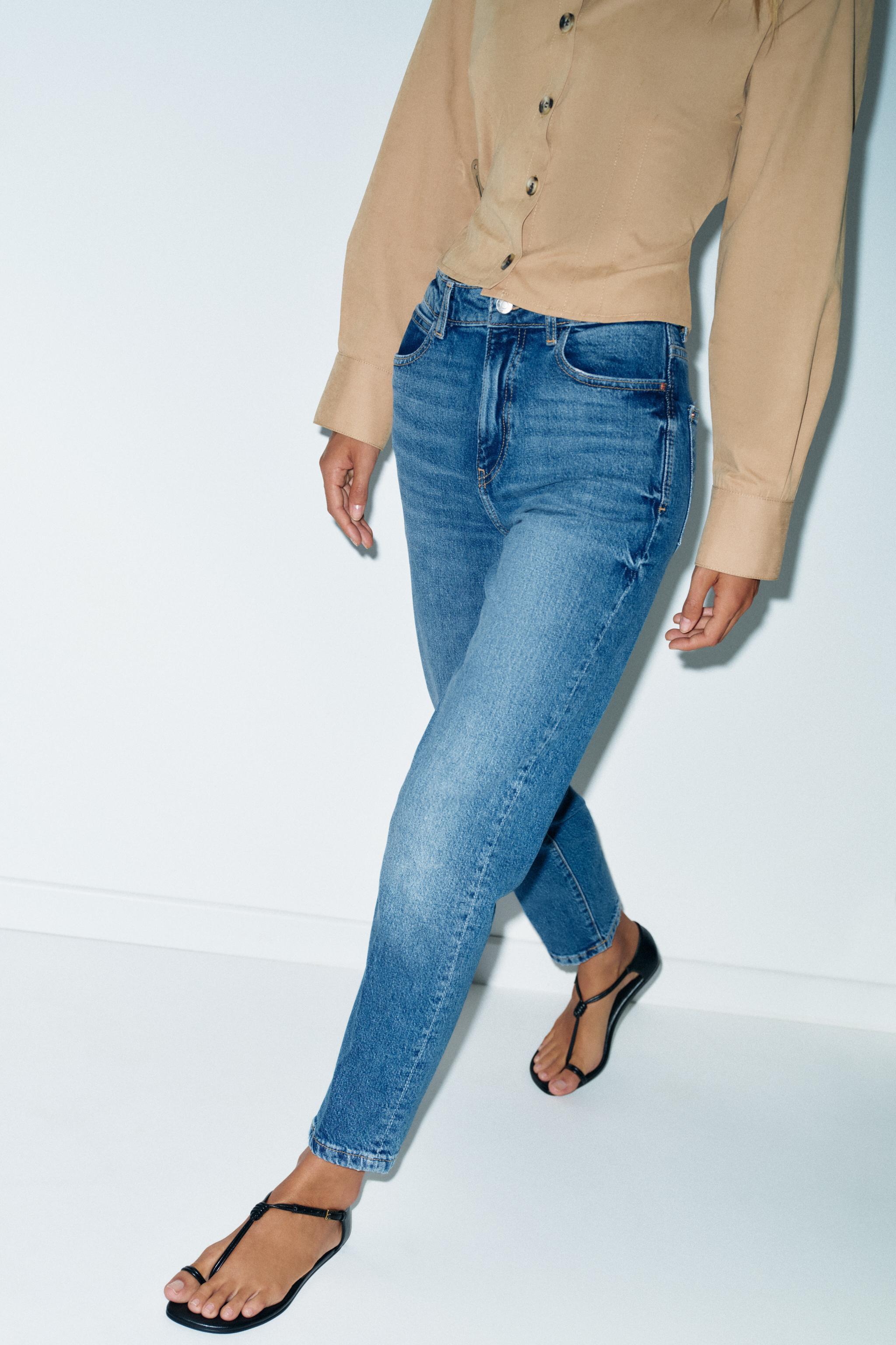 Z.01 MOM FIT HIGH-WAIST JEANS WITH PRESSED CREASE | Zara UK