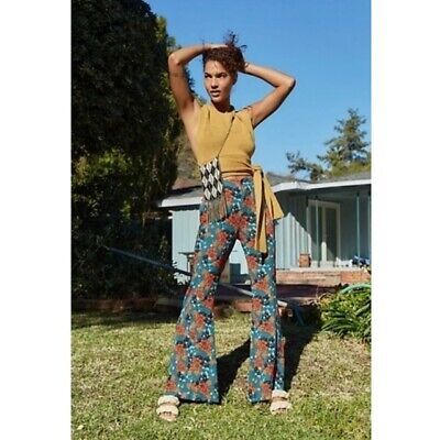 Free People Can't Take My Eyes Off You Floral Flare Pants Sz S Pockets High Rise | eBay US