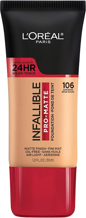 L'Oreal Paris Cosmetics Makeup Infallible Pro-Matte Liquid Longwear Foundation, Sun Beige, 1 fl o... | Amazon (US)