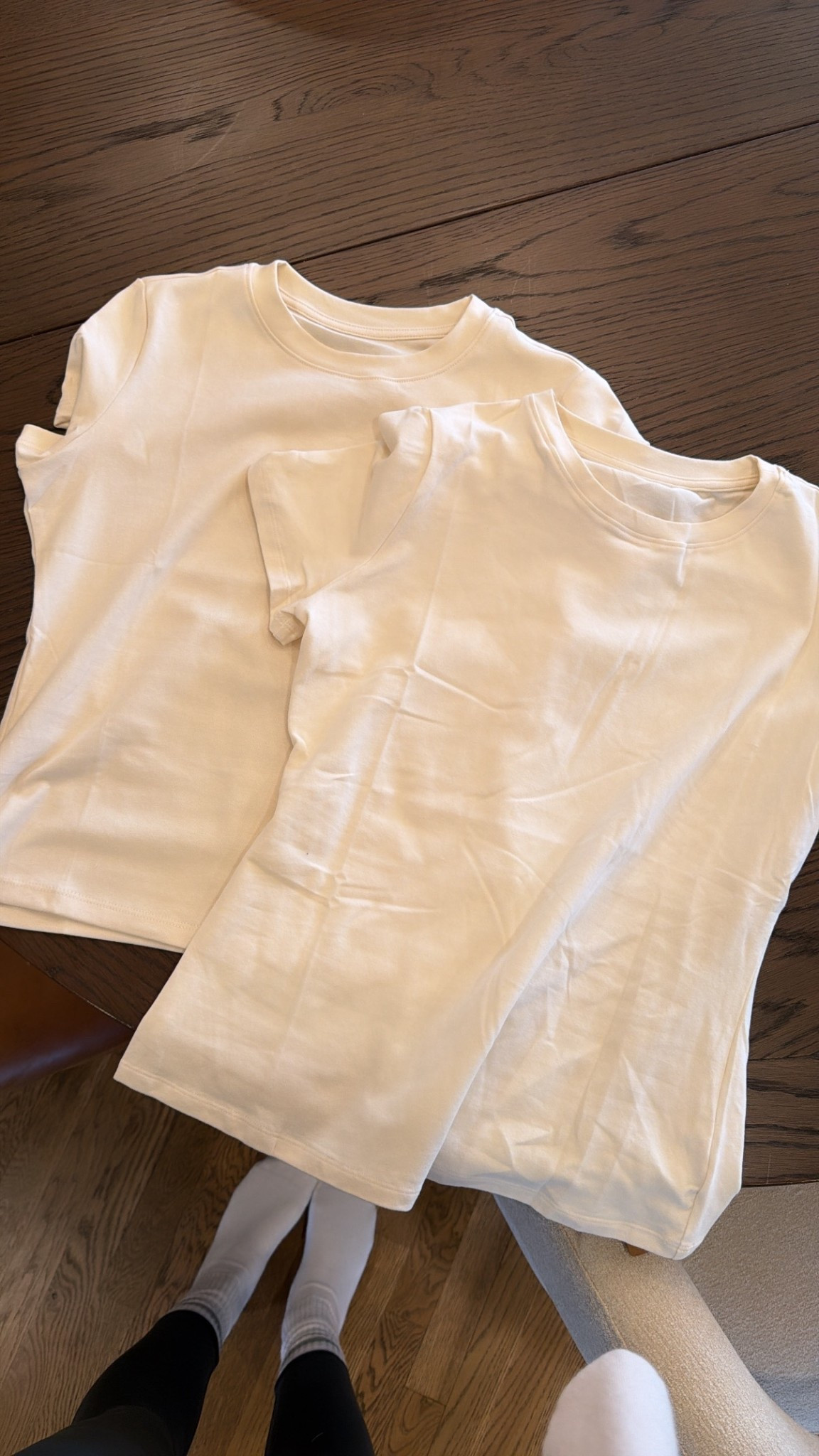 Basic cream tees! Perfect for layering. I got large in each  