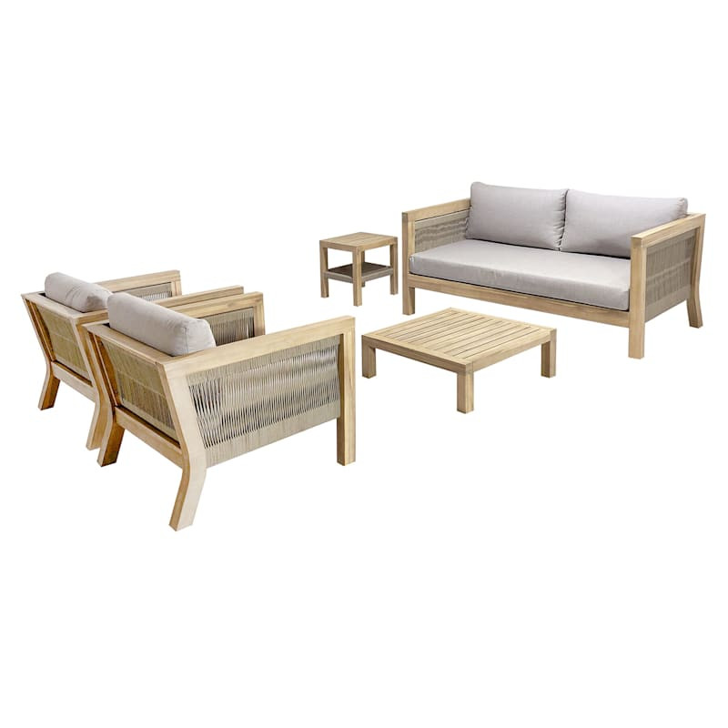 Honeybloom Park City Blonde Acacia Wood Outdoor Sofa | At Home