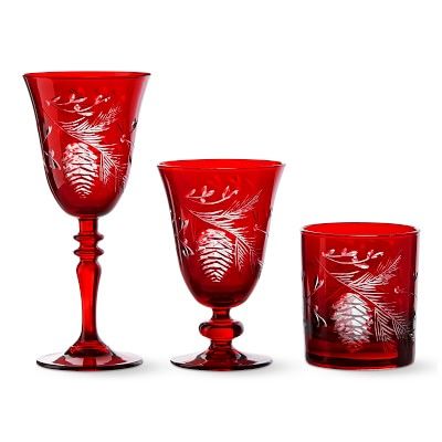 Red Pinecone Cut Glassware Collection | Williams-Sonoma