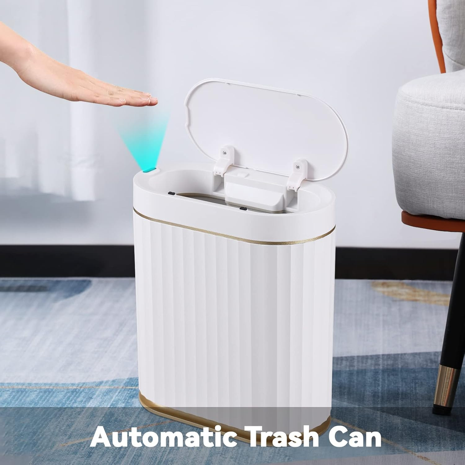 ELPHECO Automatic Motion Sensor Trash Can - 2 Gallon Slimline for Bathroom, Bedroom, Kitchen, Off... | Amazon (US)