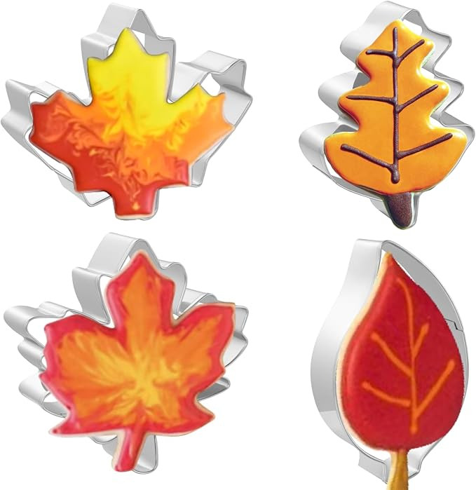 Fall Leaf Cookie Cutters 4 PCS, 3.5'', 3.75'', 4'', for Thanksgiving | Amazon (US)