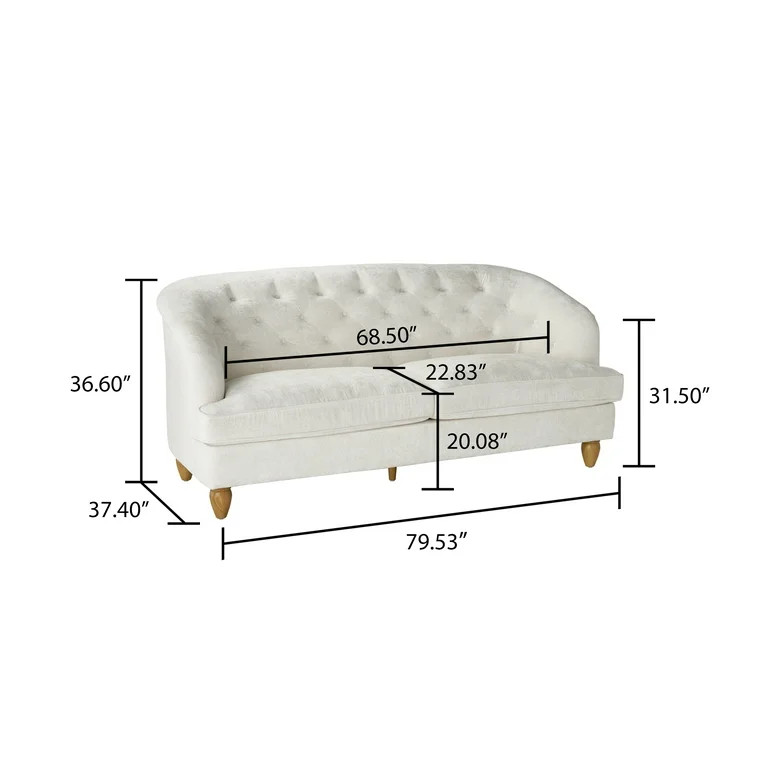 The Pioneer Woman Laurel Tufted Sofa, Cream Velvet, 79.53 in | Walmart (US)
