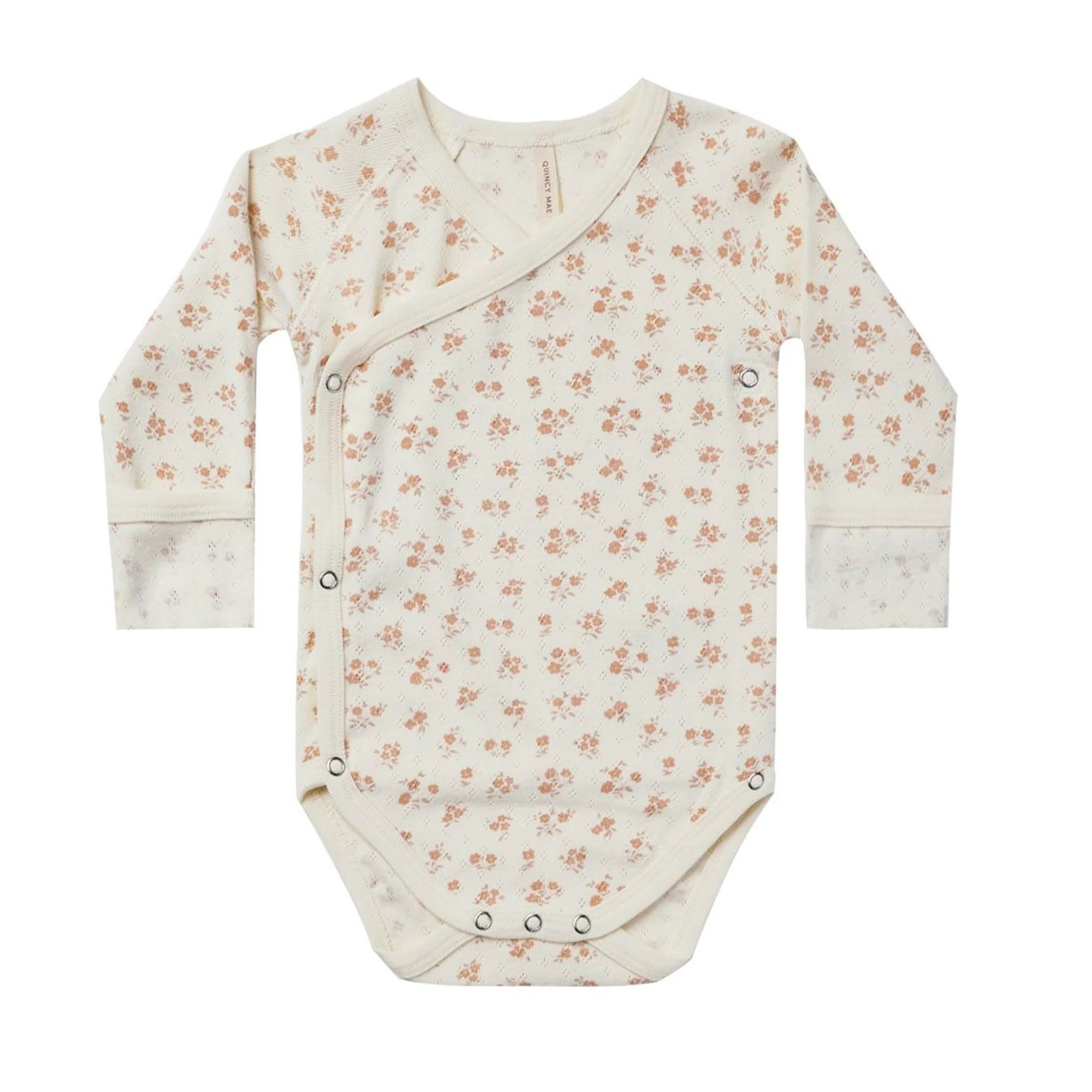 Pointelle Side-Snap Bodysuit, Blush Floral | SpearmintLOVE