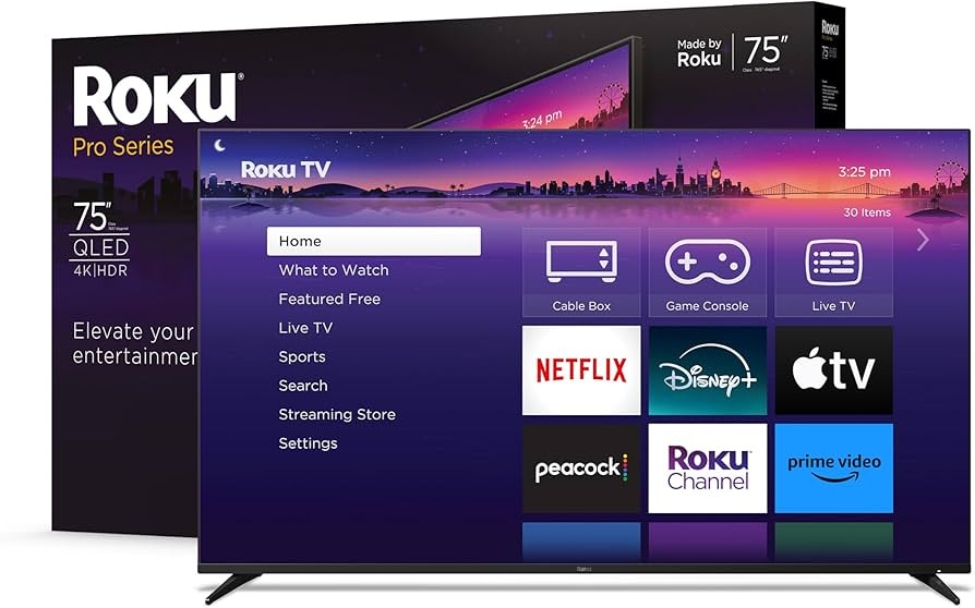 Roku Smart TV – 75-Inch Pro Series 4K QLED RokuTV with Backlit Voice Remote Pro, Dolby Vision I... | Amazon (US)