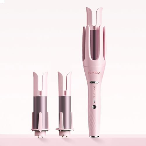 3 in 1 Automatic Curling Iron, Hair Curlers with 3 Curling Barrels (1" - 1.25" - 1.5"), Rotating Curling Iron with 3 Temp, 2-Way Rotation, 10S Fast Heating, Anti-Scald, Dual Voltage, Pink | Amazon (US)
