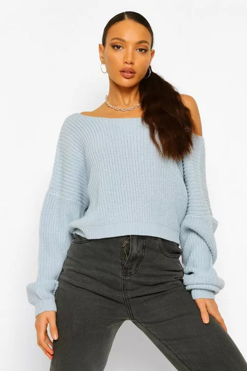 Tall Recycled V Back Crop Sweater | Boohoo.com (US & CA)