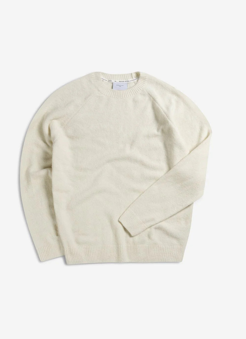 Auxiliary Crew Neck Jumper | Alpaca Wool | Ecru | Percival Menswear