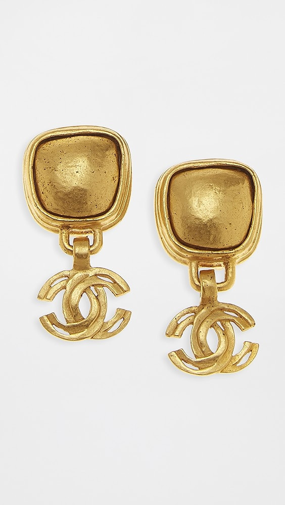 What Goes Around Comes Around Chanel Gold Stone Dangle Earrings | Shopbop | Shopbop