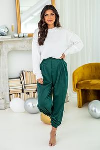 Everything Has Changed Hunter Green Satin Joggers | Pink Lily