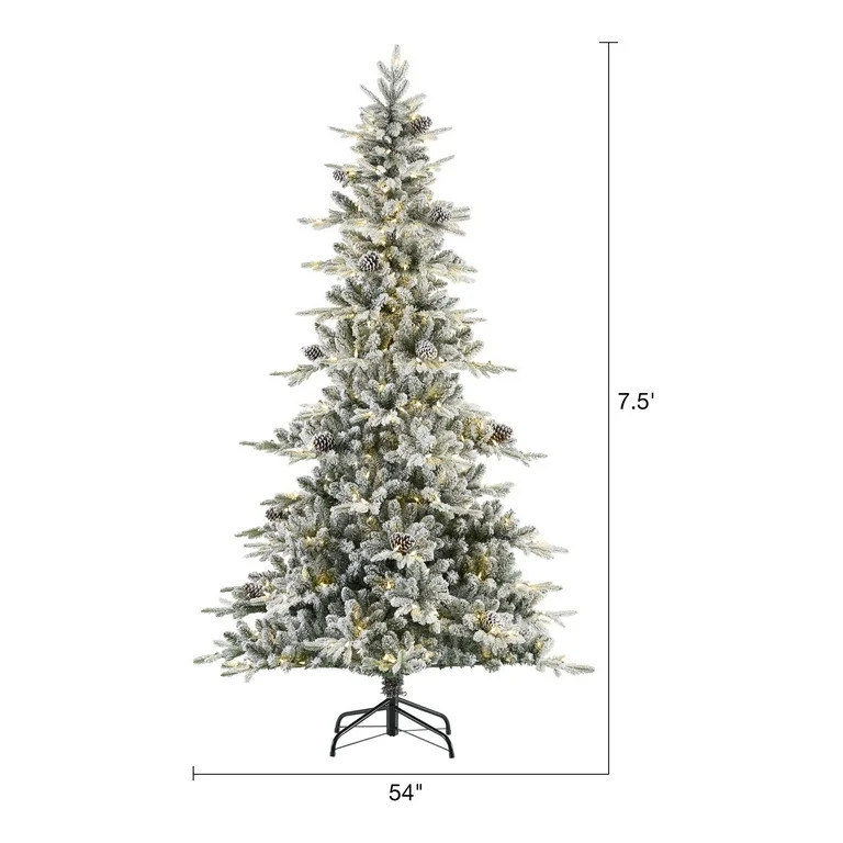 Holiday Time 7.5-Foot Pre-Lit Artificial Flocked Sierra Christmas Tree | Walmart (US)