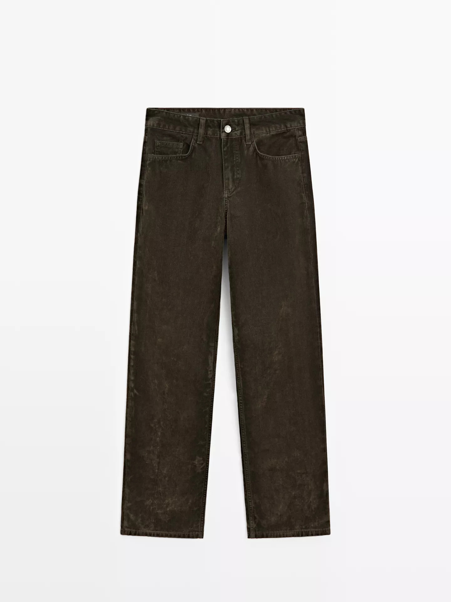 Straight-Fit-Jeans mit tiefem Bund und Flockdruck | Massimo Dutti DE