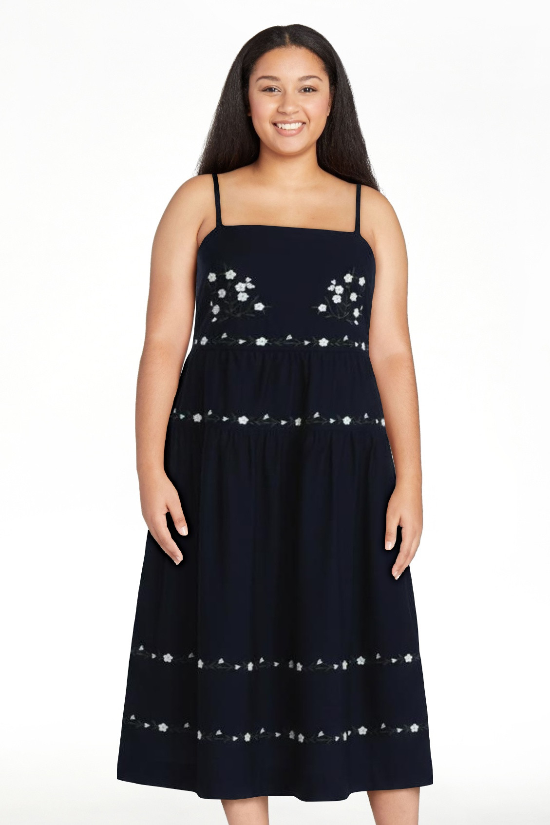 Free Assembly Women's and Women's Plus Embroidered Cotton Midi Dress, Sizes XS-4X | Walmart (US)