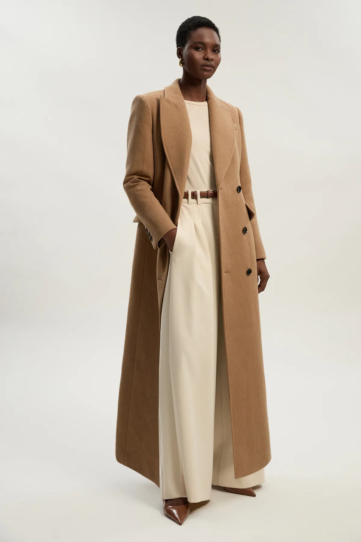Forever Wool Blend Tailored Fitted Maxi Coat | Karen Millen