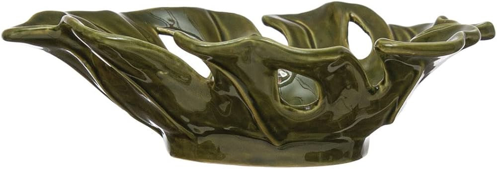 Stoneware Leaf Shaped Bowl, Reactive Glaze | Amazon (US)