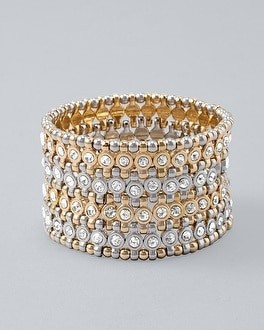 Pavé-Accent Wide Stretch Bracelet | White House Black Market