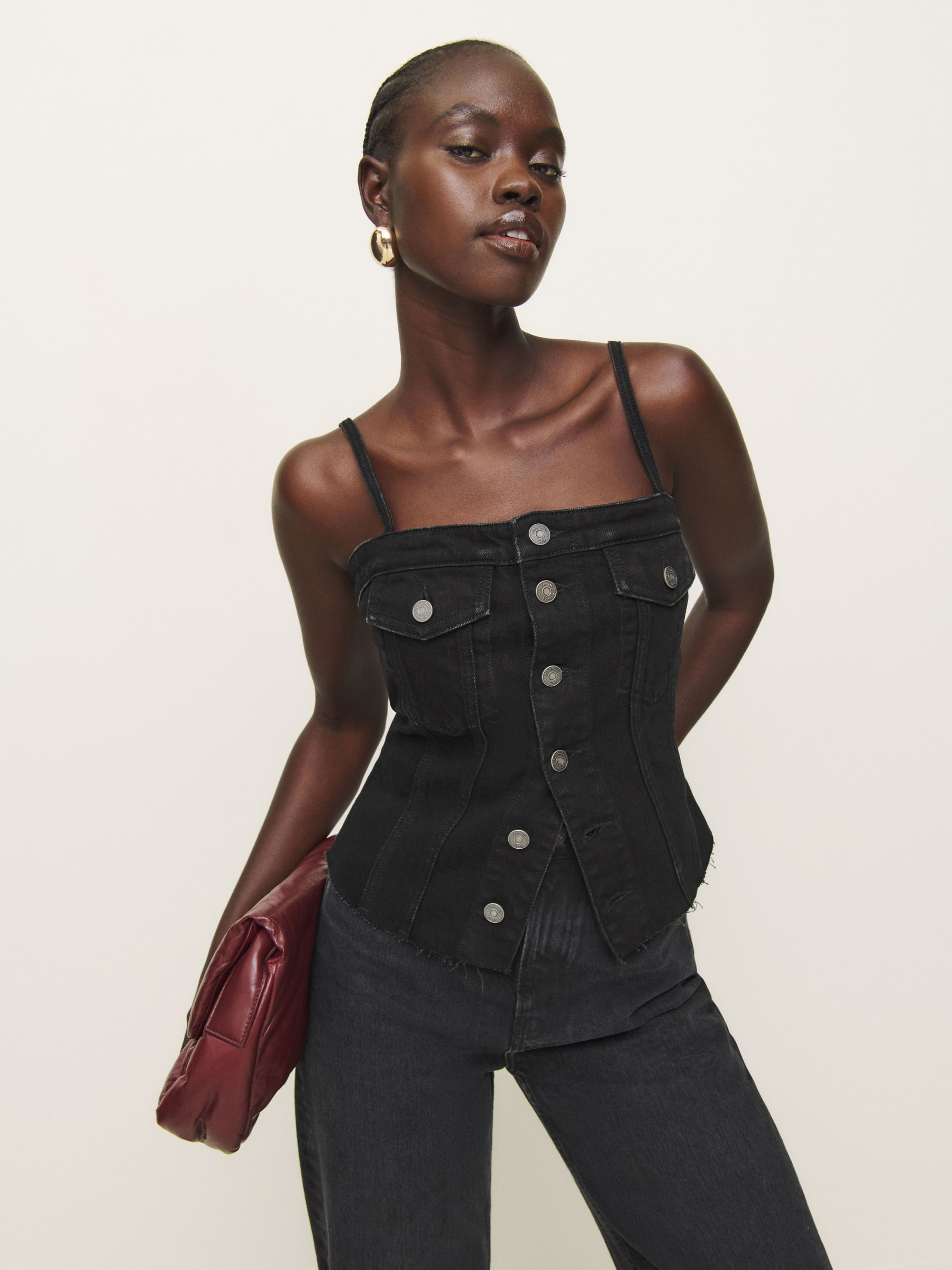 Coco Denim Bustier Top | Reformation (Global)