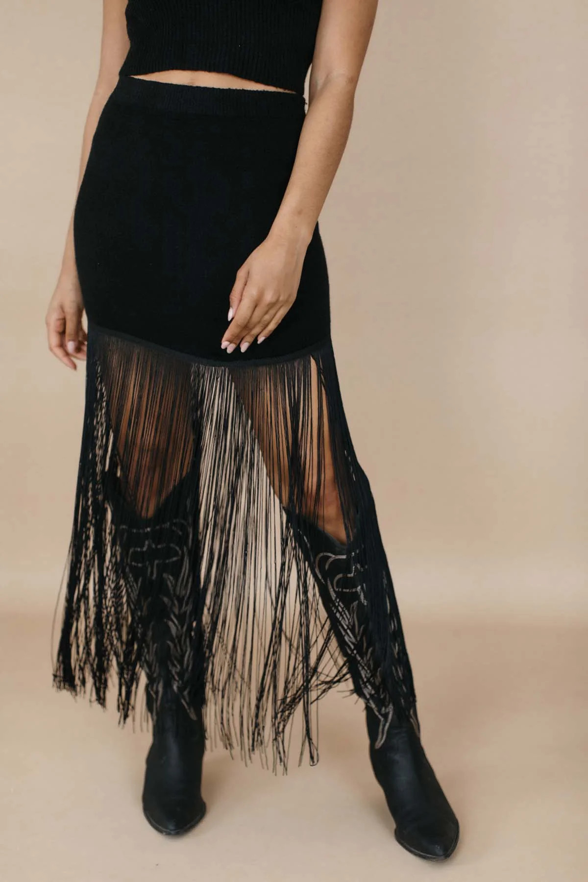 Priscilla Fringe Knit Skirt | The Post