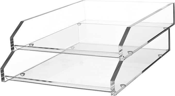Kantek Acrylic Double Letter Tray, 10.6-Inch Wide x 13.9-Inch Deep x 4.8-Inch High, Clear (AD15) | Amazon (US)