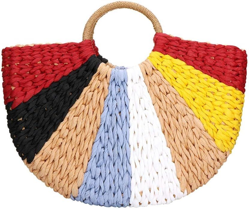 Straw Bag Weave Handbags Handwoven Summer Beach Bags Hand Tote | Amazon (US)