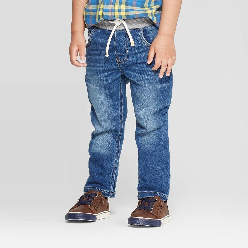 Toddler Boys' Straight Pull-On Skinny Jeans - Cat & Jack Medium Wash 5T, Blue Medium Blue | Target