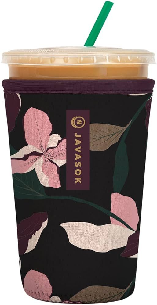 Sok It Java Sok Iced Coffee & Cold Soda Insulated Neoprene Cup Sleeve (Modern Floral, Medium: 24-... | Amazon (US)