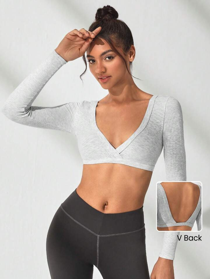 SHEIN Leisure Camiseta Deportiva De Mujer Con Cuello En V Y Chaleco | SHEIN