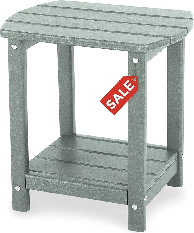 Adirondack Square Outdoor Side Table,2-Tier Storage Patio Side Table, HDPE End Tables for Backyar... | Amazon (US)