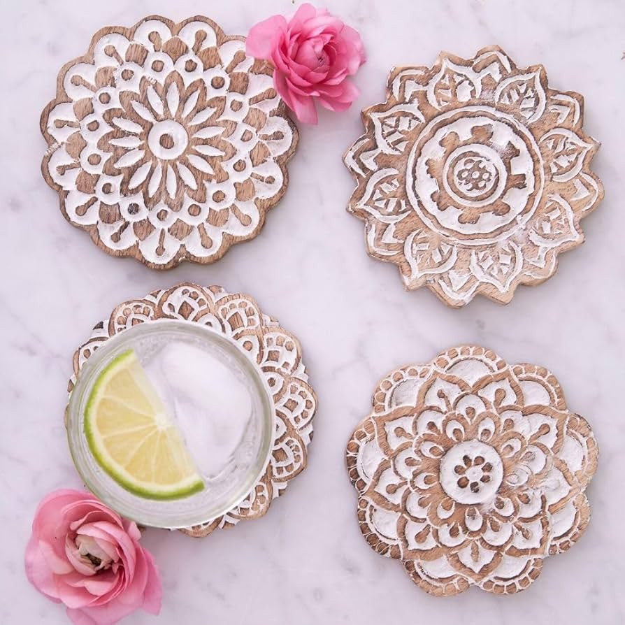 Mandala Wood Coaster Set | Amazon (US)